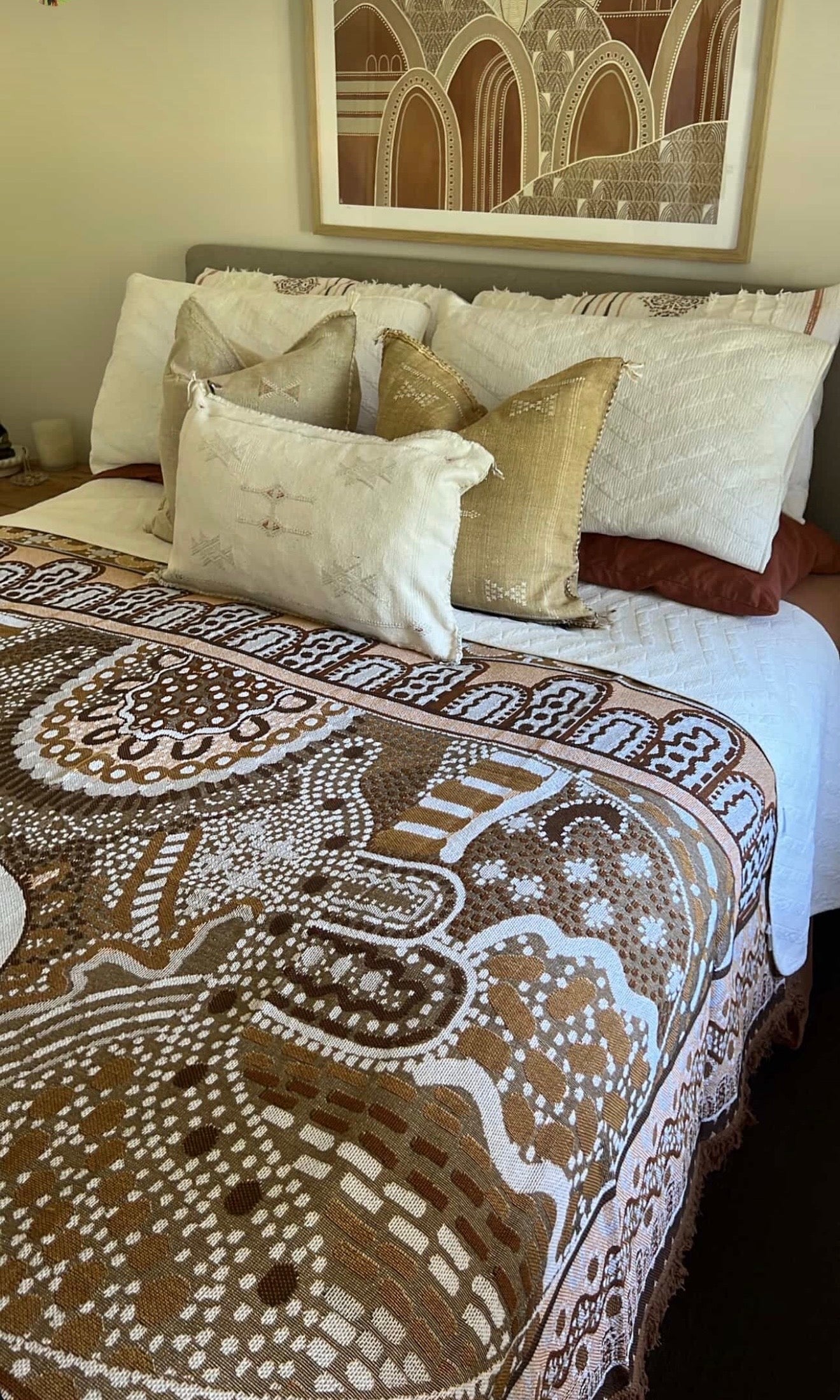 Alkira Brown Indigenous Art Throw Rug By Taylor - Lee