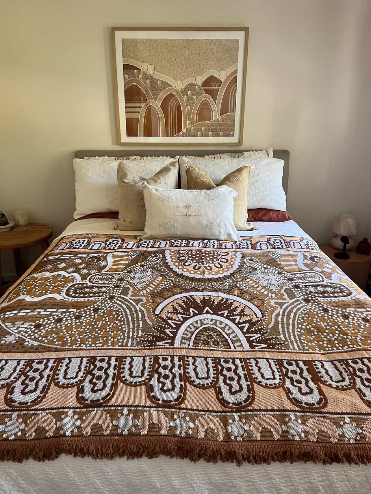 Alkira Brown Indigenous Art Throw Rug By Taylor - Lee