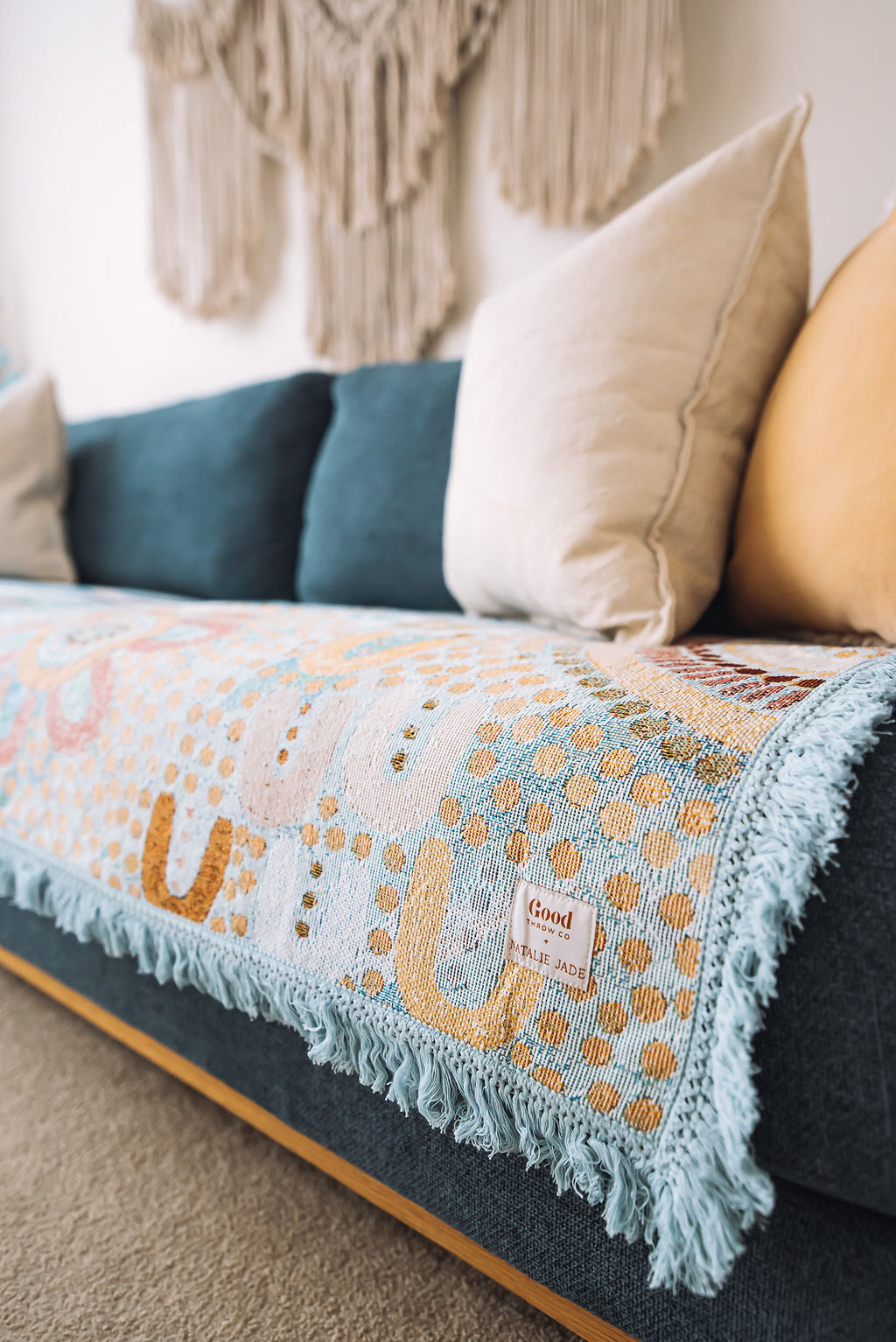 Blue Ocean Indigenous Art Throw Rug By Natalie Jade