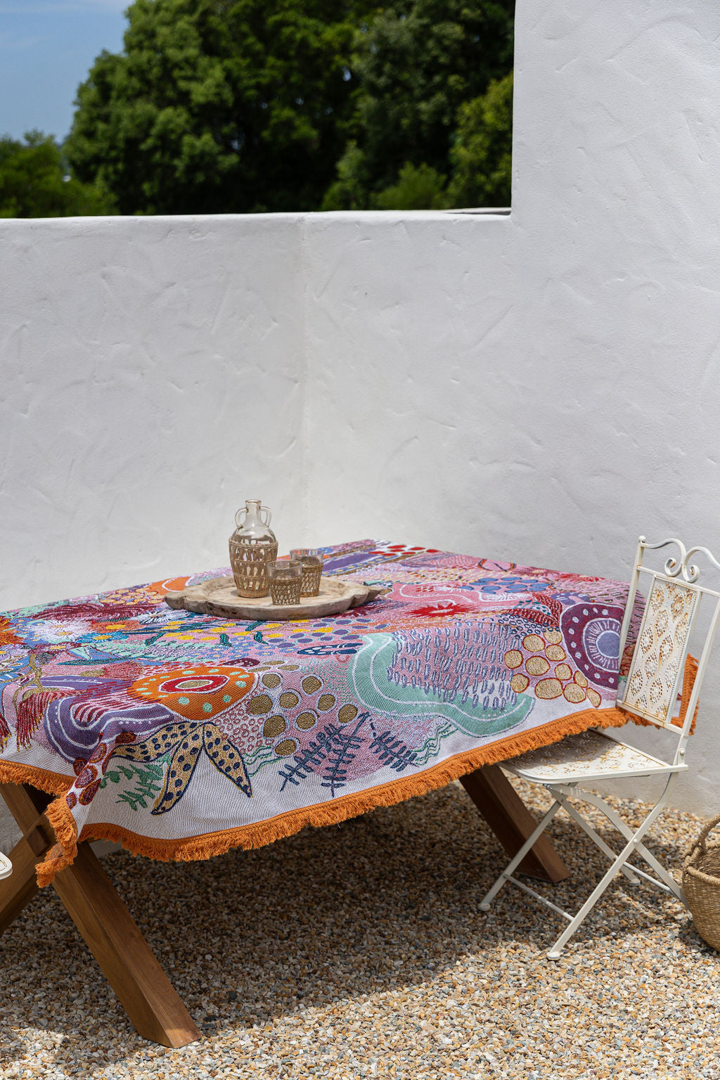 Flowers Along The River Indigenous Art Throw Rug By Dustin Koa