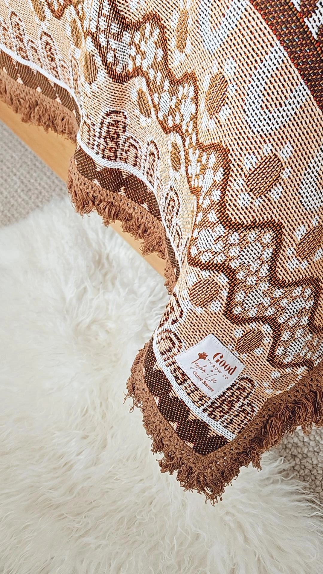 Alkira Brown Indigenous Art Throw Rug By Taylor - Lee