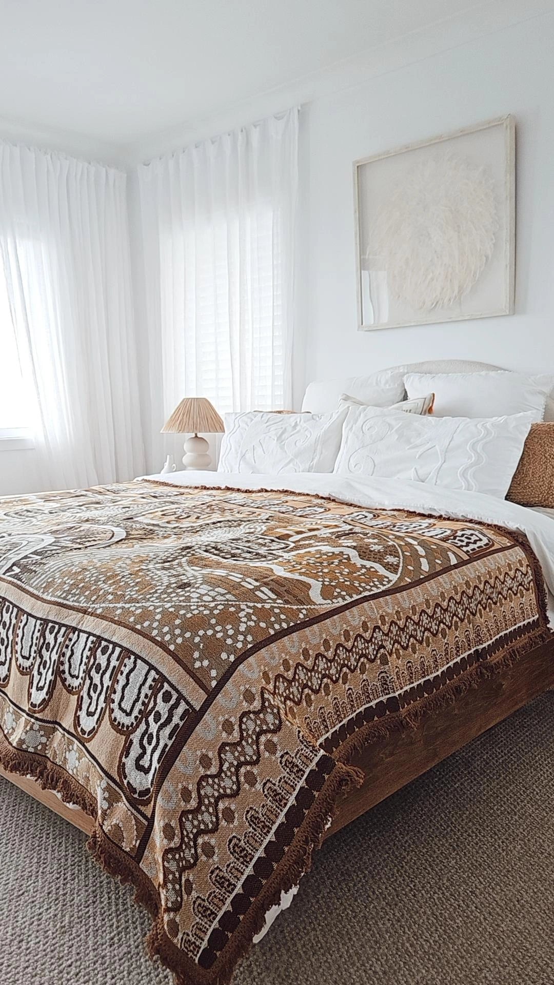 Alkira Brown Indigenous Art Throw Rug By Taylor - Lee