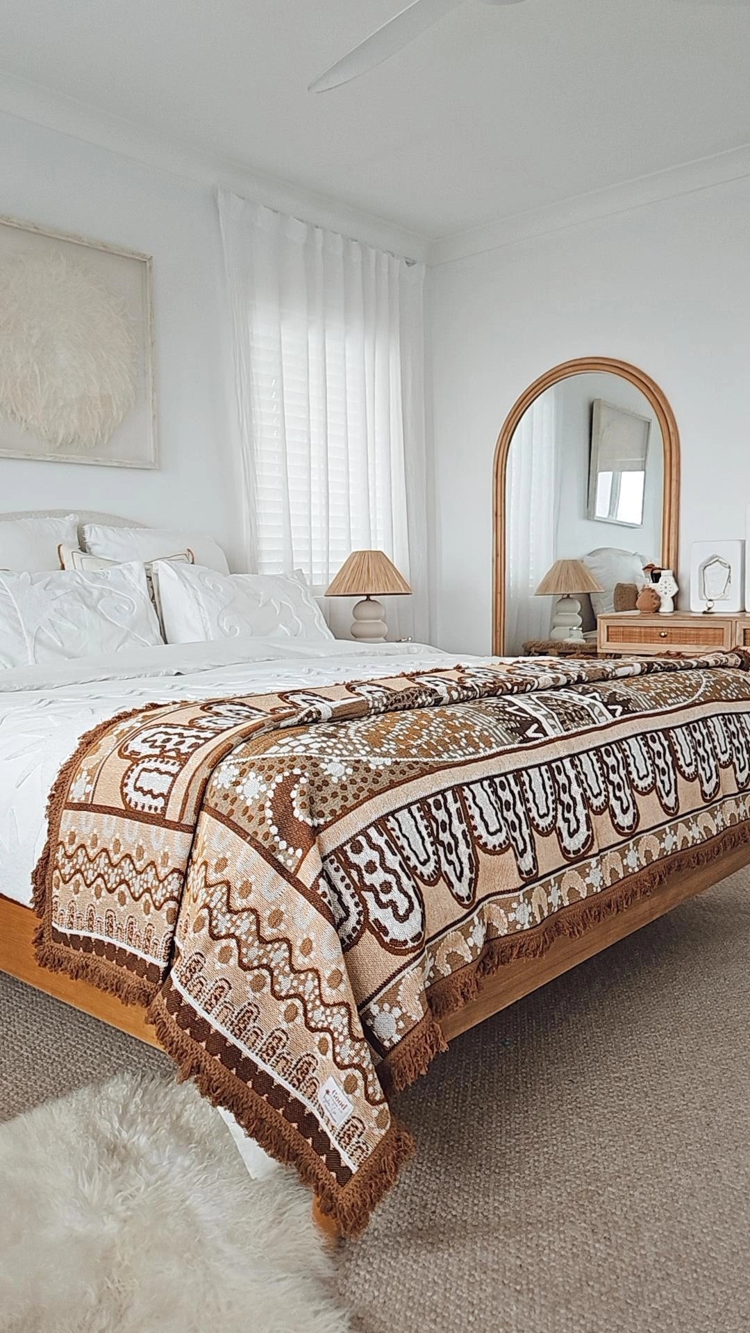 Alkira Brown Indigenous Art Throw Rug By Taylor - Lee