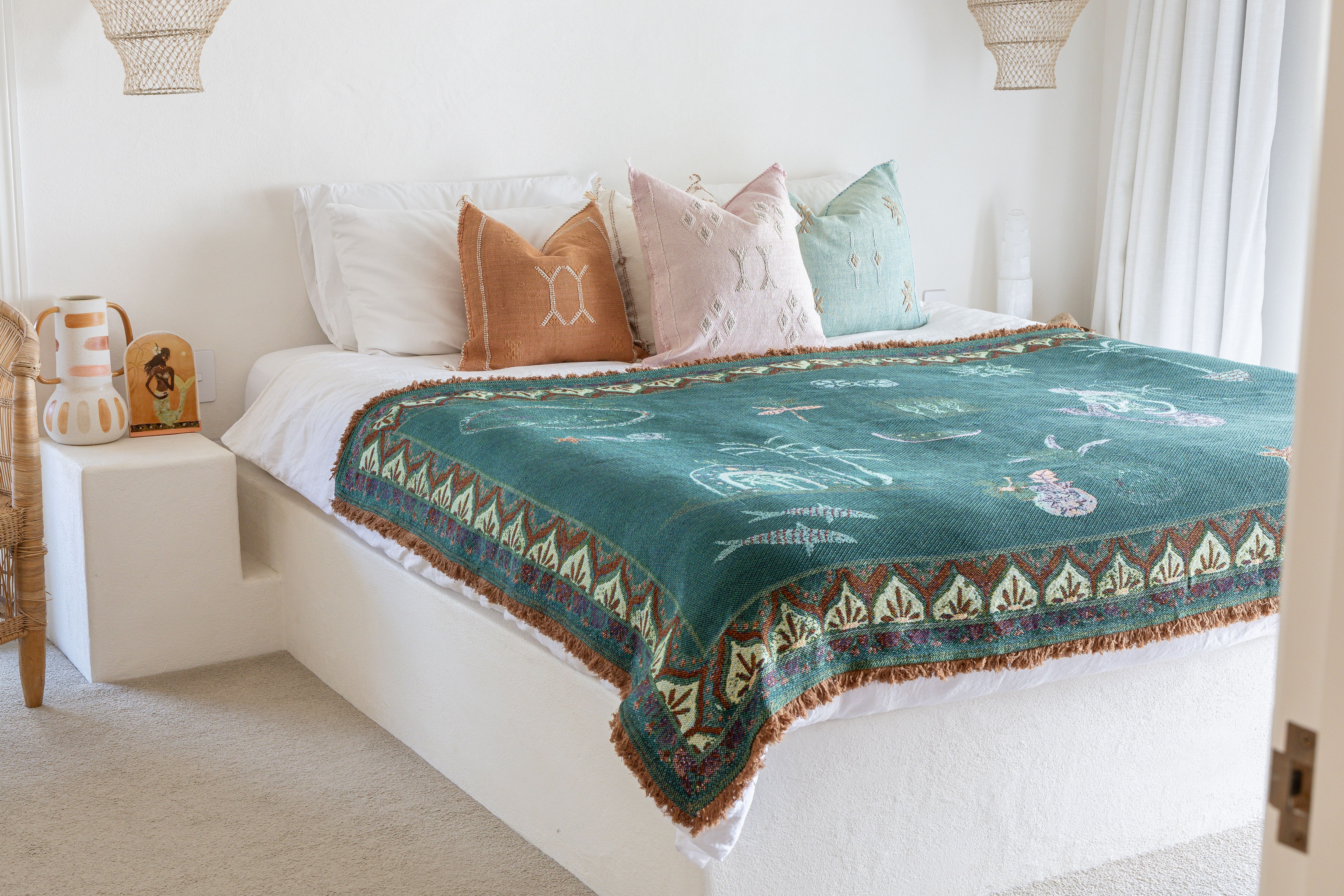 Sea Song Mermaid Art Throw Rug By Sue Fantini