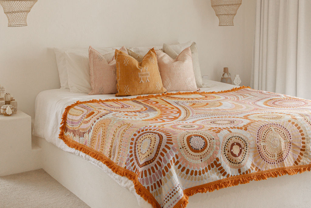 The Sun & The Seven Sisters Indigenous Art Throw Rug By Natalie Jade