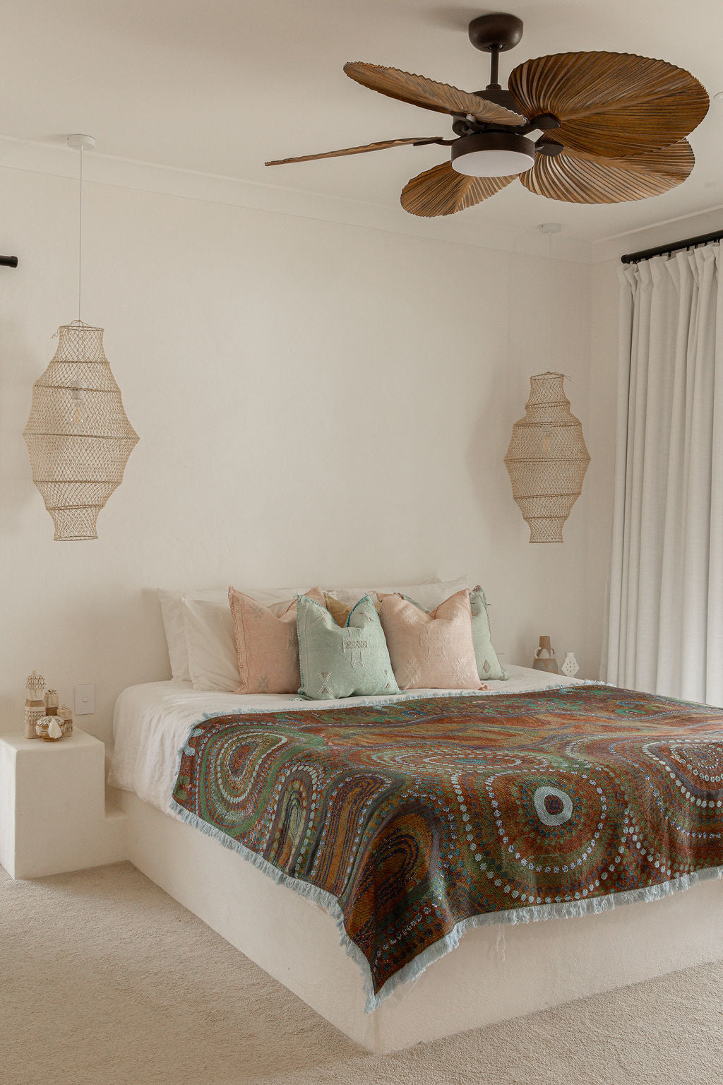 Blue Ocean Indigenous Art Throw Rug By Natalie Jade