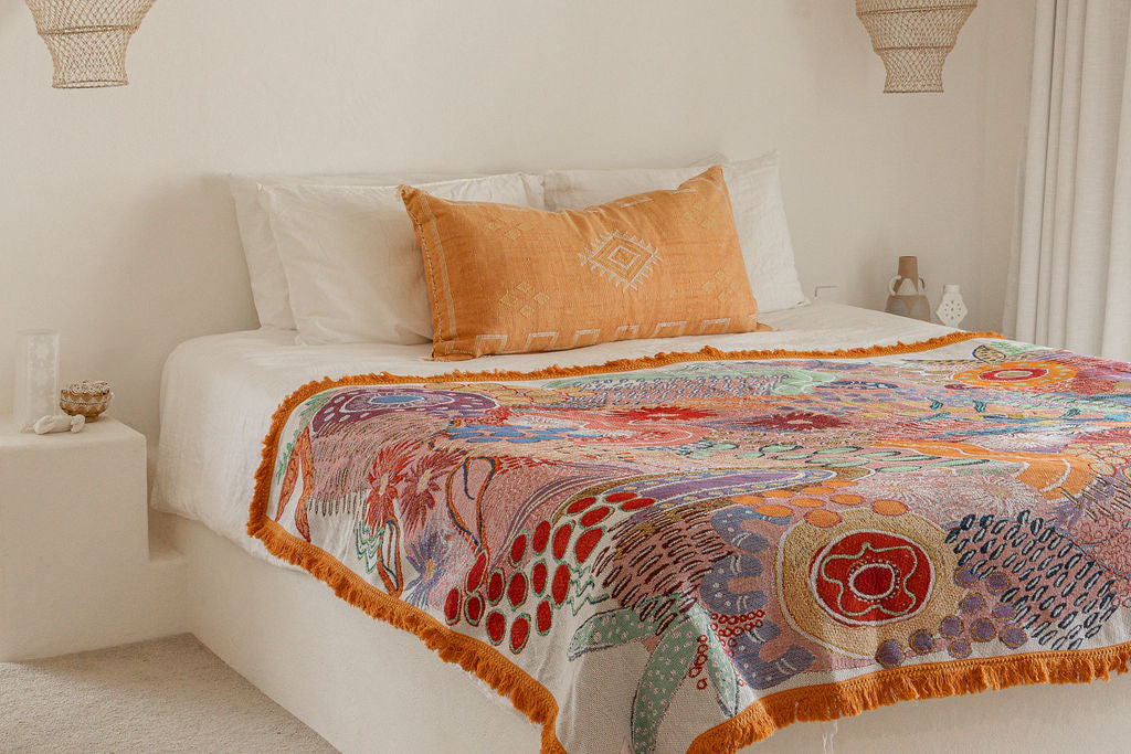 Flowers Along The River Indigenous Art Throw Rug By Dustin Koa