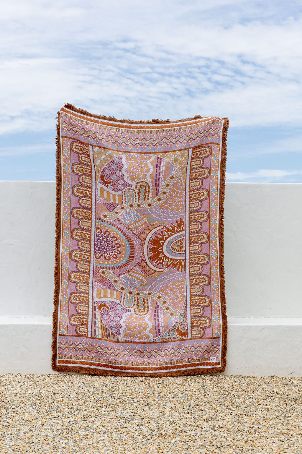 Alkira Pink Indigenous Art Throw Rug By Taylor - Lee