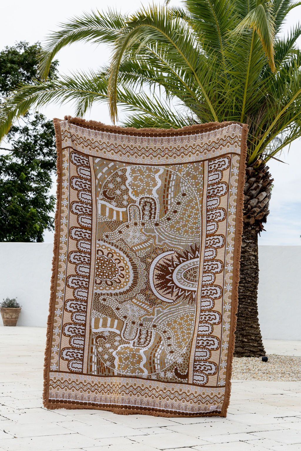 Alkira Brown Indigenous Art Throw Rug By Taylor - Lee