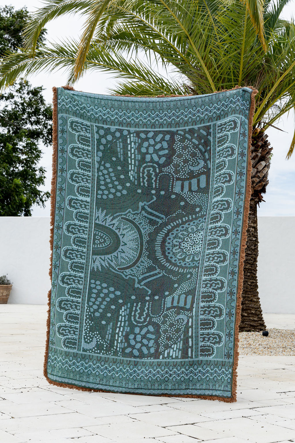 Alkira Brown Indigenous Art Throw Rug By Taylor - Lee