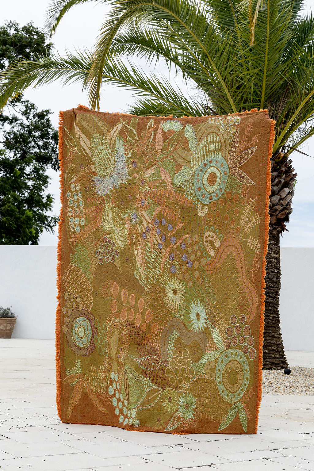 Flowers Along The River Indigenous Art Throw Rug By Dustin Koa